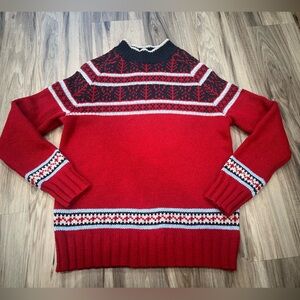 Nautica Red and Navy Patterned Sweater